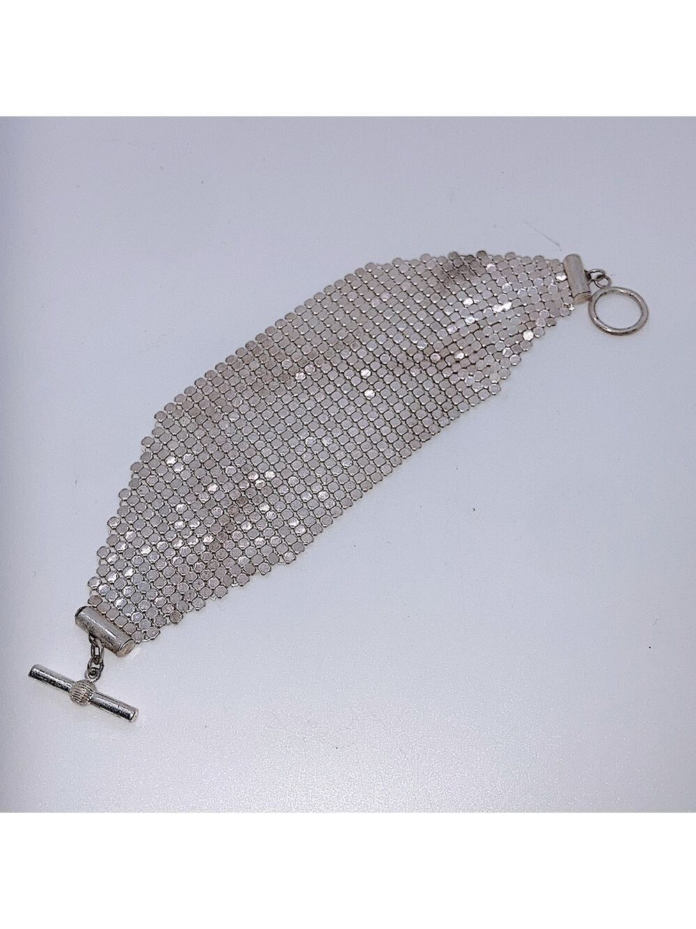 Vtg Retro Glo-Mesh Style Retro Shiny Reflective Mesh Bracelet Toggle Clasp 8” - Picture 1 of 7